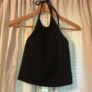 Black textured halter top.